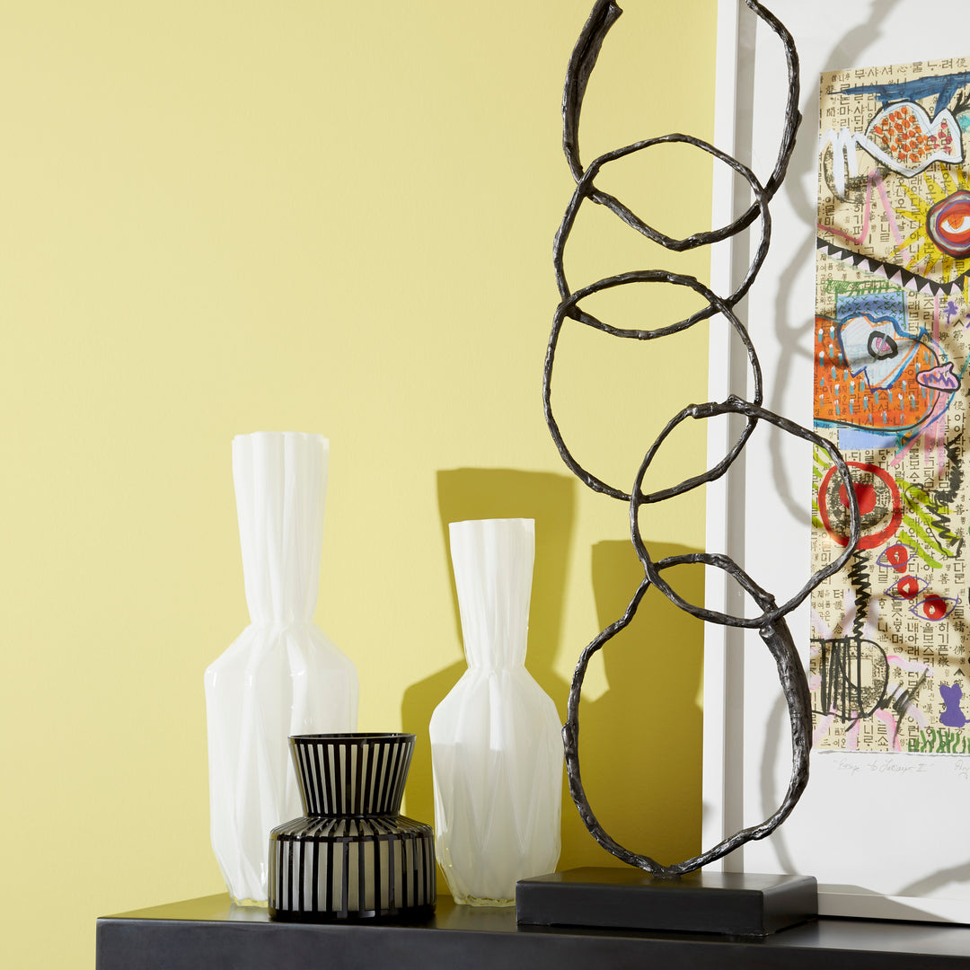 Lined Up Vase | Black-Small | Small Black Decorative Vase