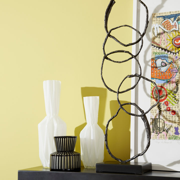 Lined Up Vase | Black-Small | Small Black Decorative Vase