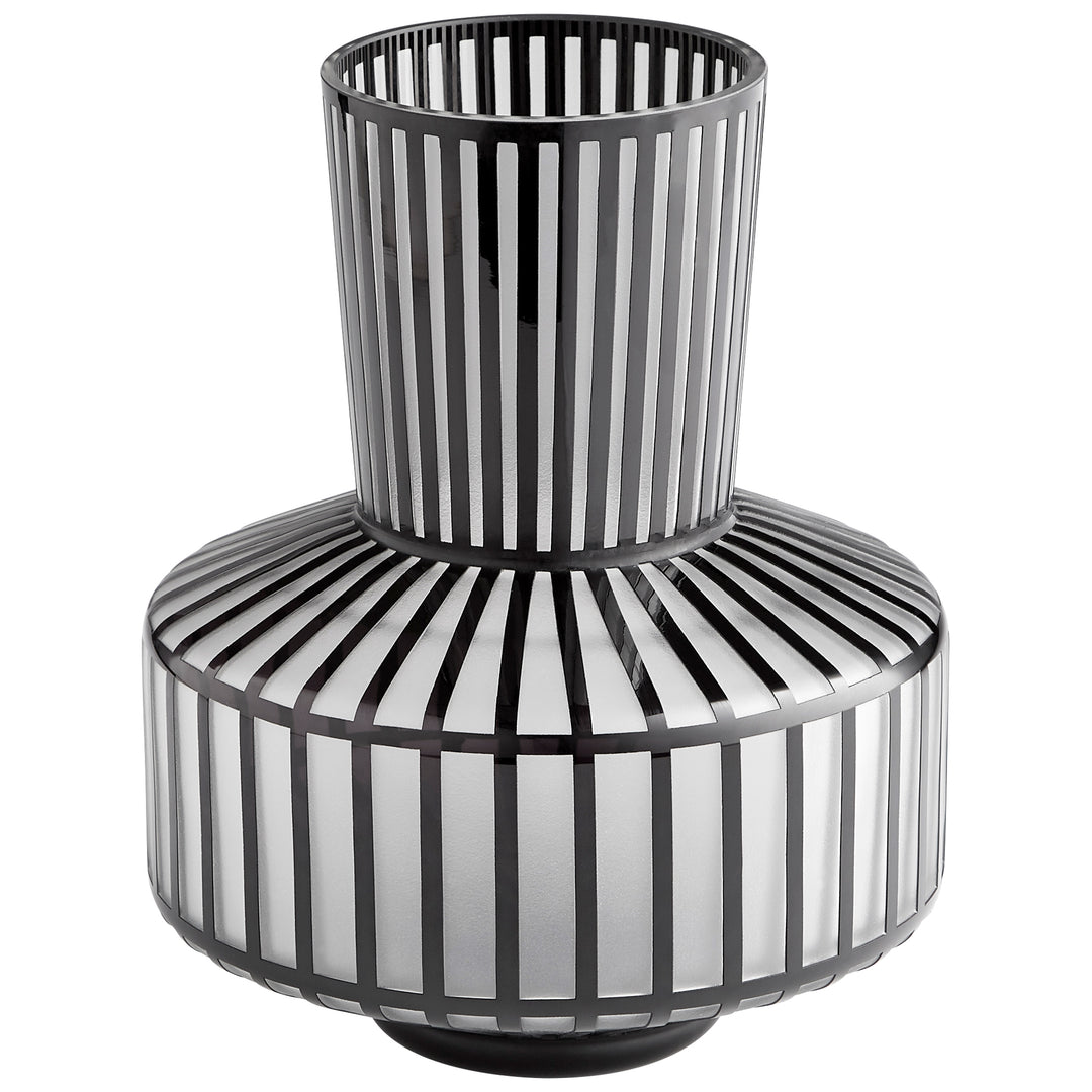 Lined Up Vase | Black | Medium Black Decorative Vase