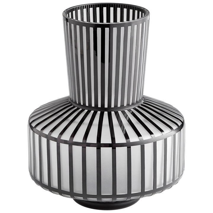 Lined Up Vase | Black | Medium Black Decorative Vase