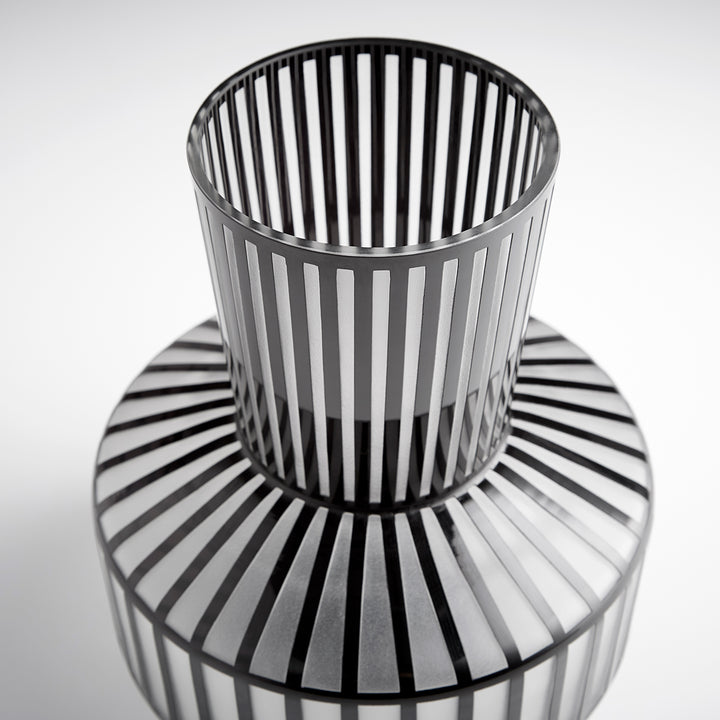 Lined Up Vase | Black | Medium Black Decorative Vase