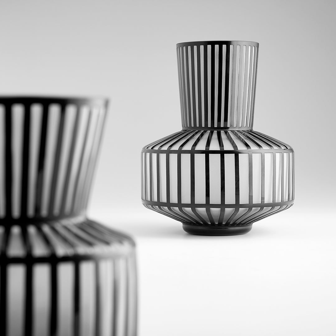 Lined Up Vase | Black | Medium Black Decorative Vase