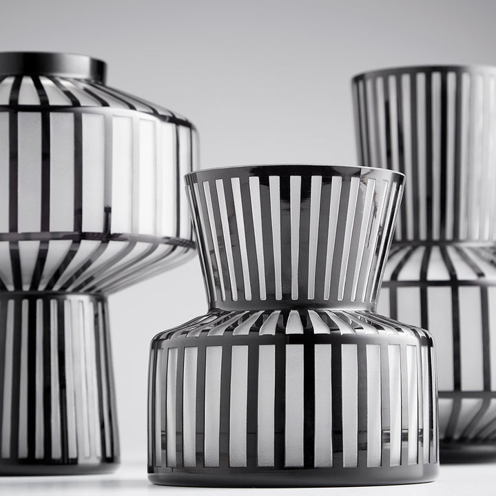 Lined Up Vase | Black | Medium Black Decorative Vase