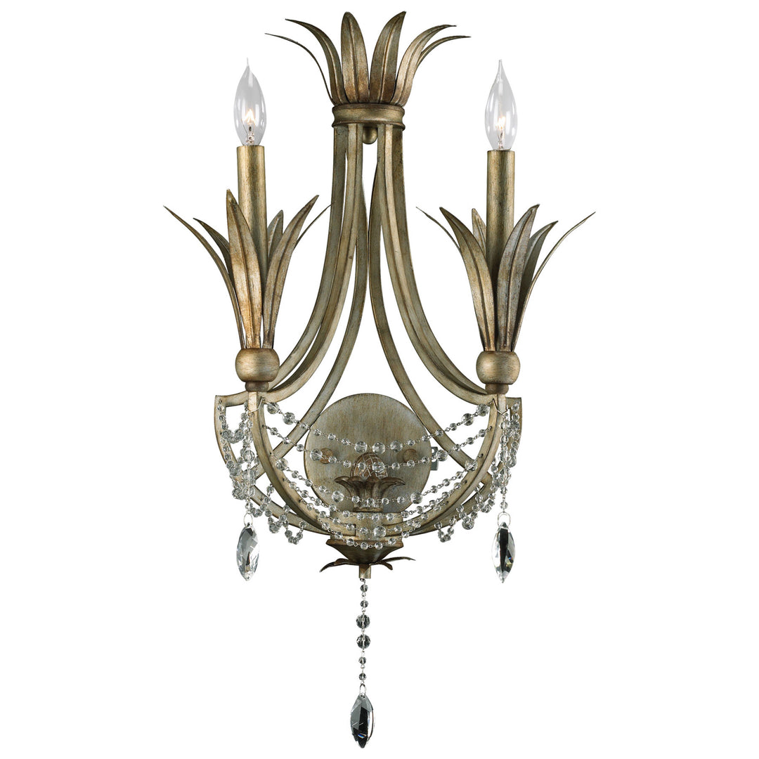 LUCIANA 2 Light Wall Bracket in St. Regis Bronze | Elegant Iron & Crystal Wall Sconce