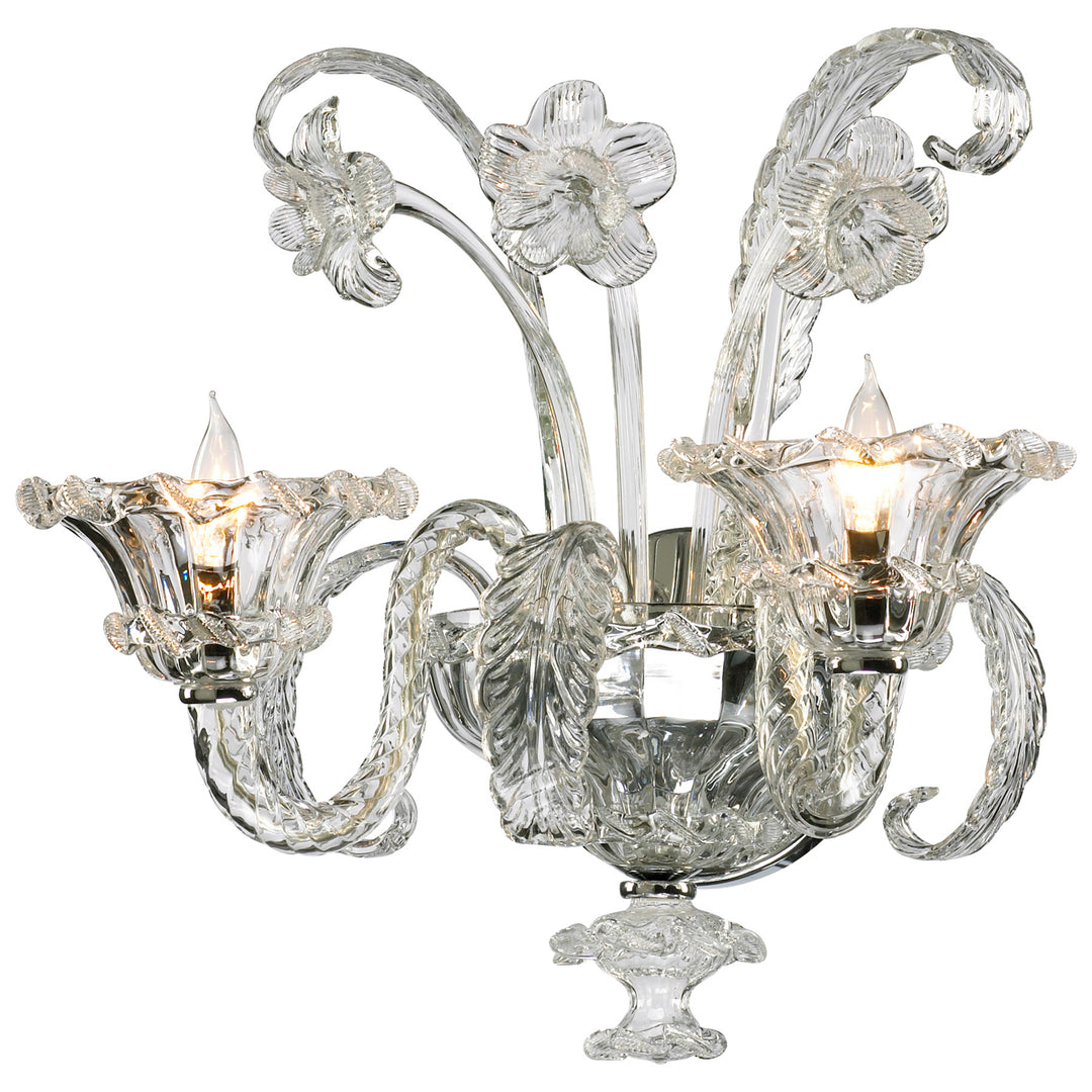 LA SCALA 2 Light Wall Bracket | Chrome Finish Clear Glass Wall Sconce | Llama Luxe Collection
