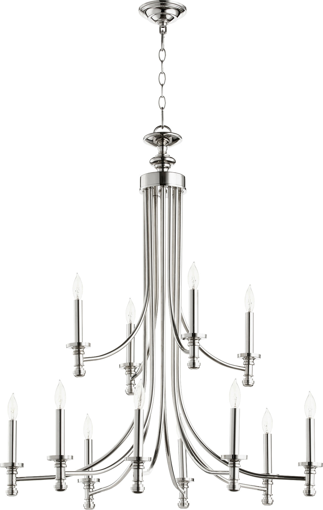 ROSSINGTON Lámpara de araña de 12 luces - Níquel pulido