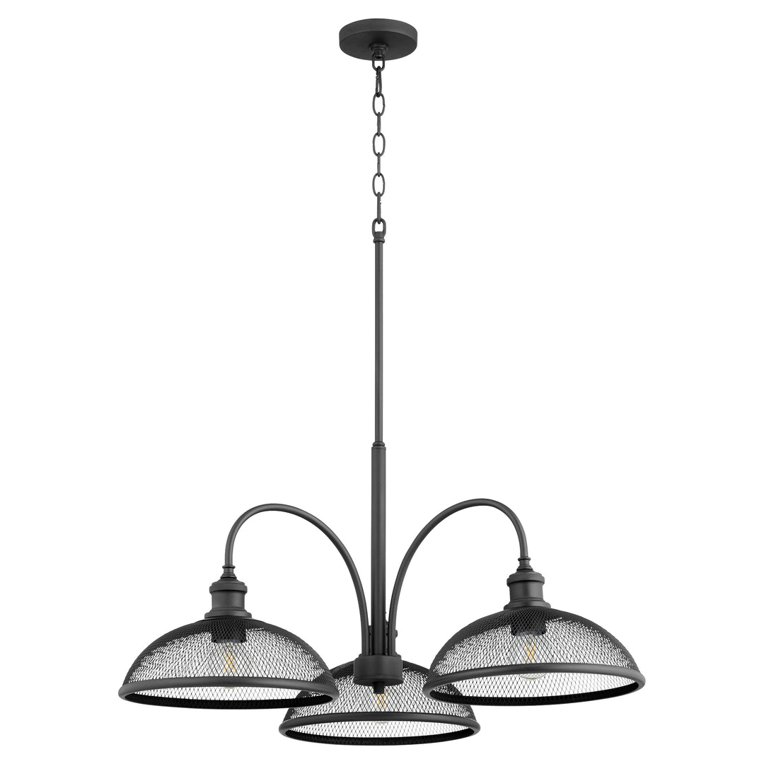 Lámpara de araña industrial negra Omni de 3 luces