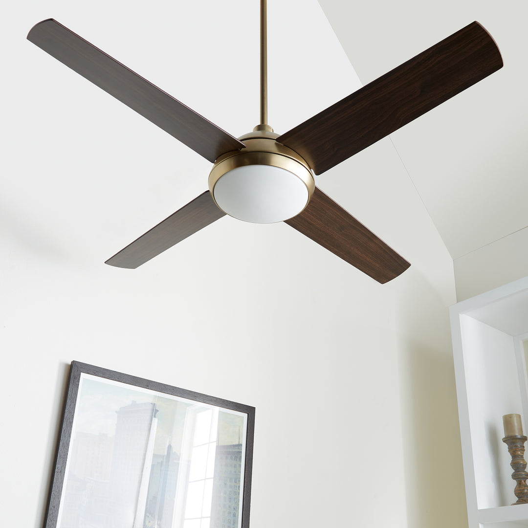 Quest 52-in 4 Blade Aged Brass Transitional Ceiling Fan