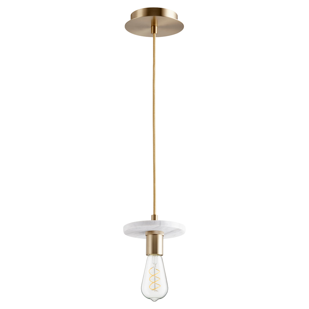 Aged Brass With White Marble Contemporary Mini Pendant