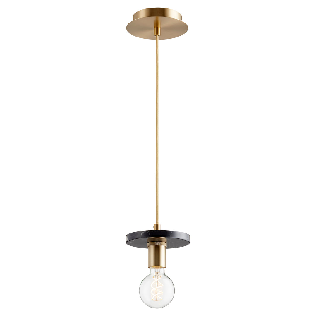 Aged Brass With Black Marble Contemporary Mini Pendant