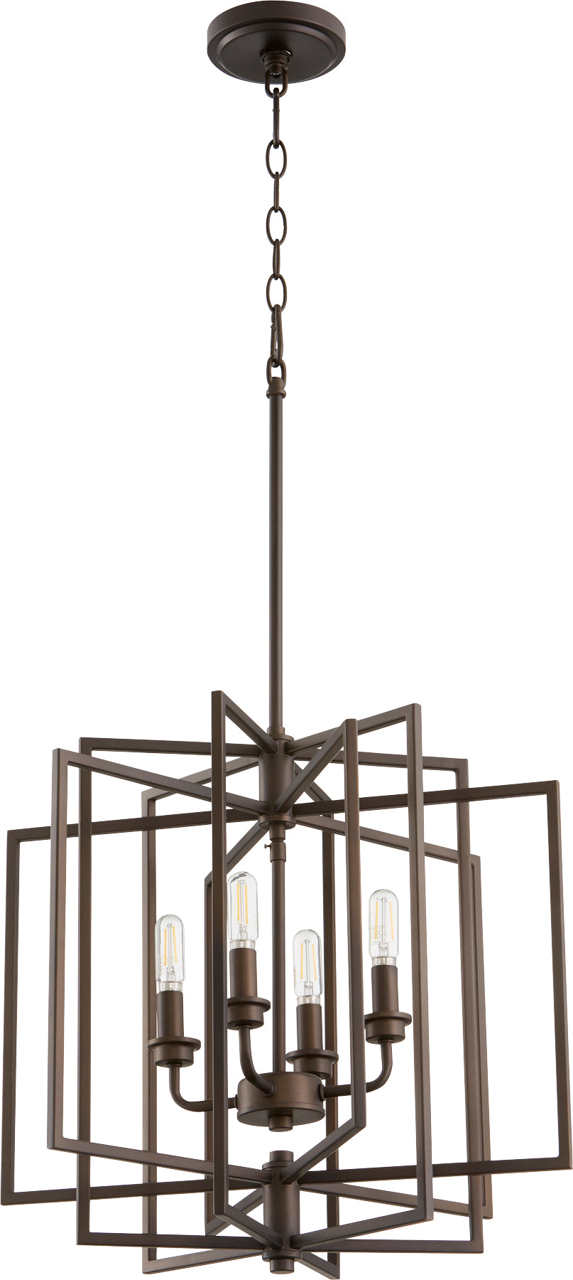 Luminaire suspendu cage à 4 lumières en bronze huilé Hammond