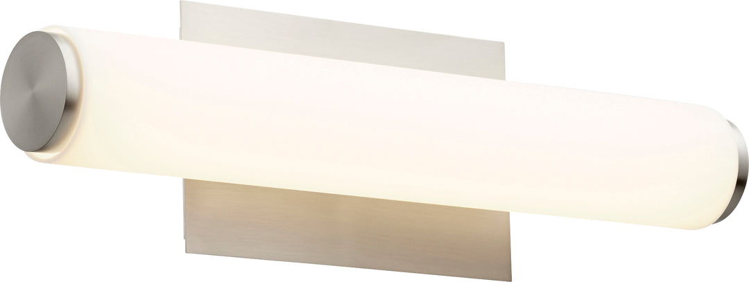 Vanité moderne et contemporaine en acrylique blanc mat à 1 lumière LED, nickel satiné