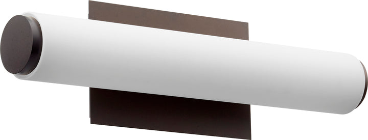 Vanité moderne et contemporaine en acrylique blanc mat, bronze huilé, 1 lumière LED