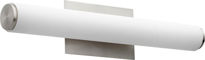 Tocador de acrílico blanco mate de níquel satinado moderno y contemporáneo con conjunto de 2 luces LED