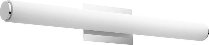 Vanité moderne et contemporaine en acrylique blanc mat, ensemble de 2 lumières à DEL, nickel poli, grande taille