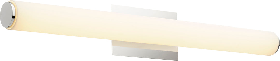 Tocador de acrílico blanco mate de níquel pulido moderno y contemporáneo con conjunto de 2 luces LED - Grande