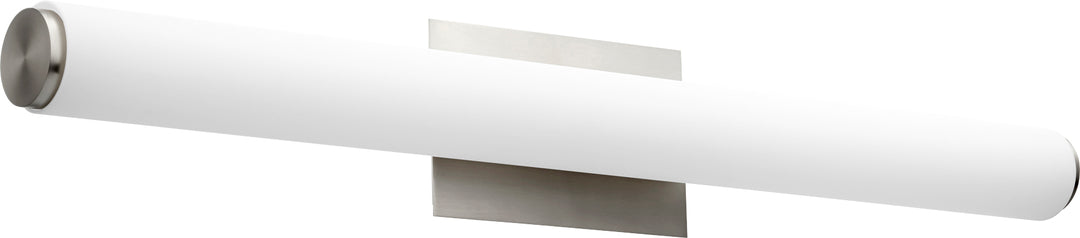 Vanité moderne et contemporaine à 2 lumières à DEL en nickel satiné et en acrylique blanc mat - Grande
