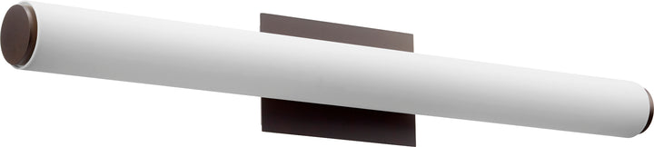 Tocador acrílico blanco mate de bronce aceitado moderno y contemporáneo con conjunto de 2 luces LED - Grande