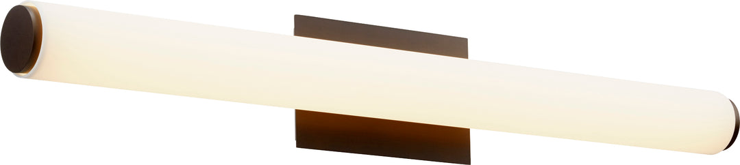 Tocador acrílico blanco mate de bronce aceitado moderno y contemporáneo con conjunto de 2 luces LED - Grande