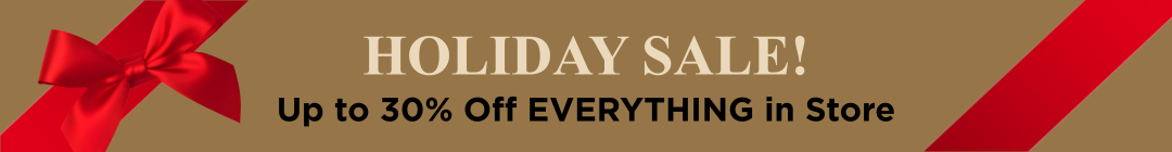 Holiday sale banner with red ribbon on a gold background