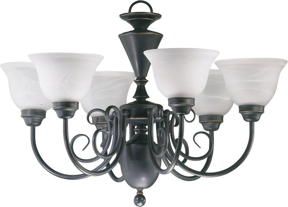 6 Light FAUX ALAB chandelier- Old World