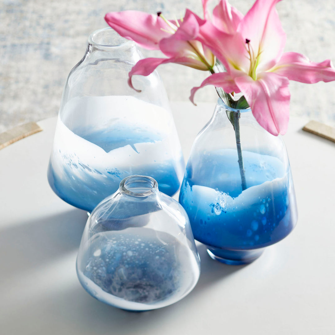 Water Dance Vase | Clear And Cobalt - Small