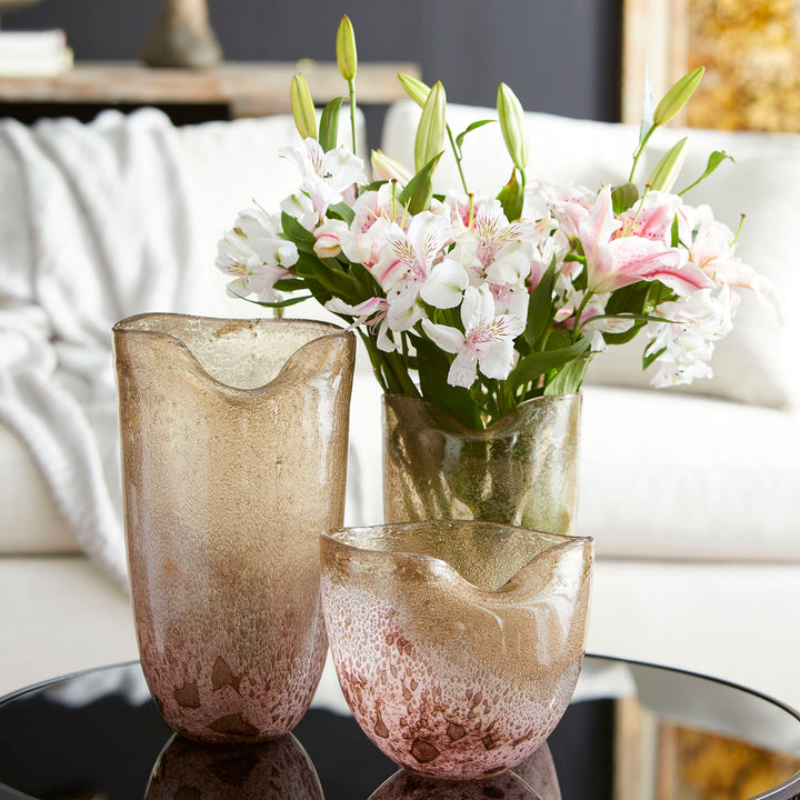 Wide Prospero Vase | Purple And Gold Dust
