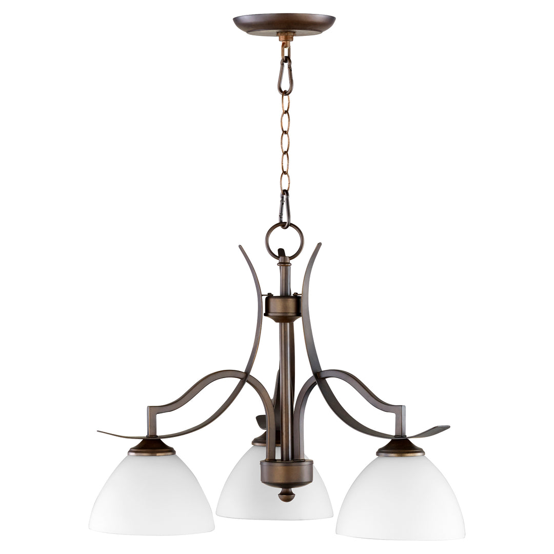ATWOOD 3 Light Chandelier  - Oiled Bronze w/ Satin Opal