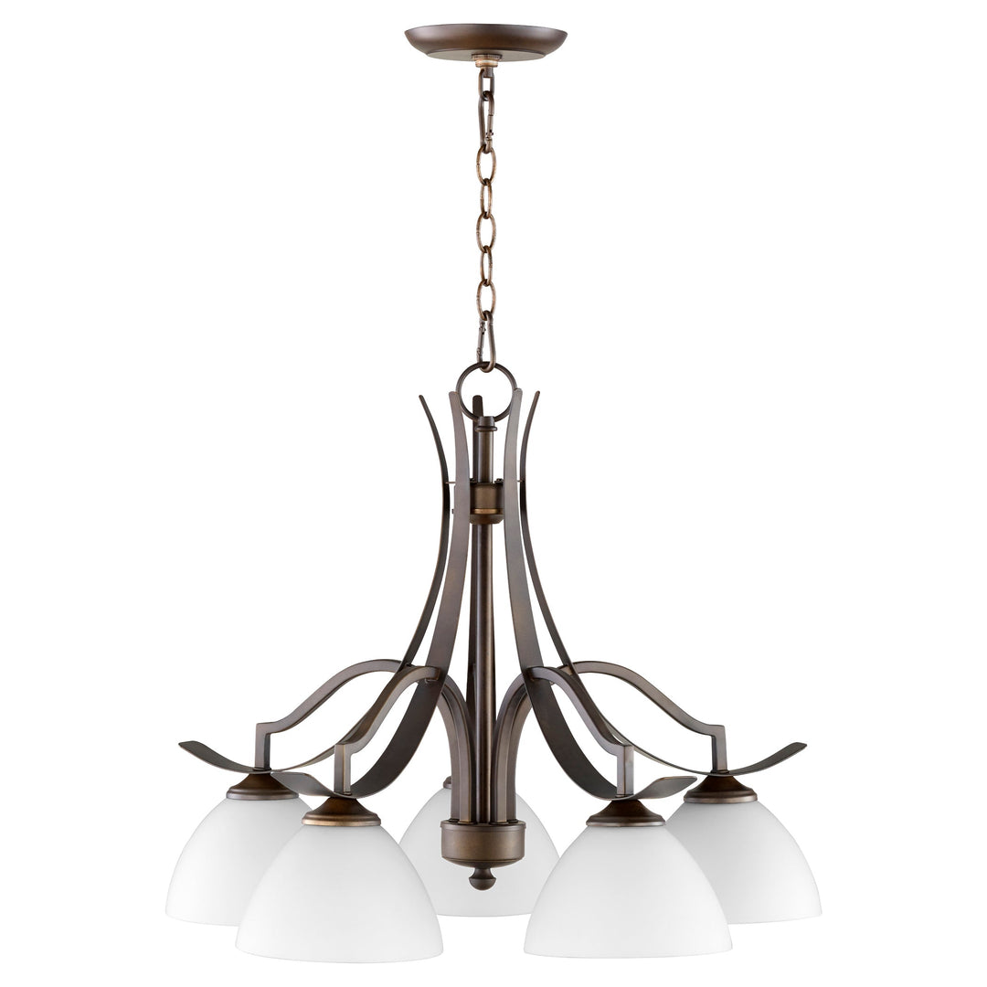 ATWOOD 5 Light Chandelier  - Oiled Bronze w/ Satin Opal