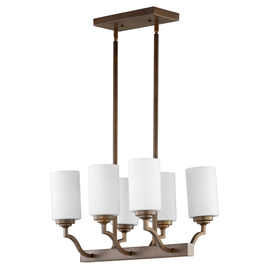 ATWOOD 6 Light Chandelier  - Oiled Bronze w/ Satin Opal