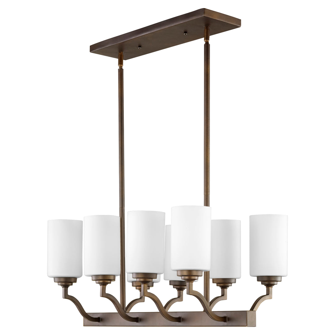 ATWOOD 8 Light Chandelier  - Oiled Bronze w/ Satin Opal