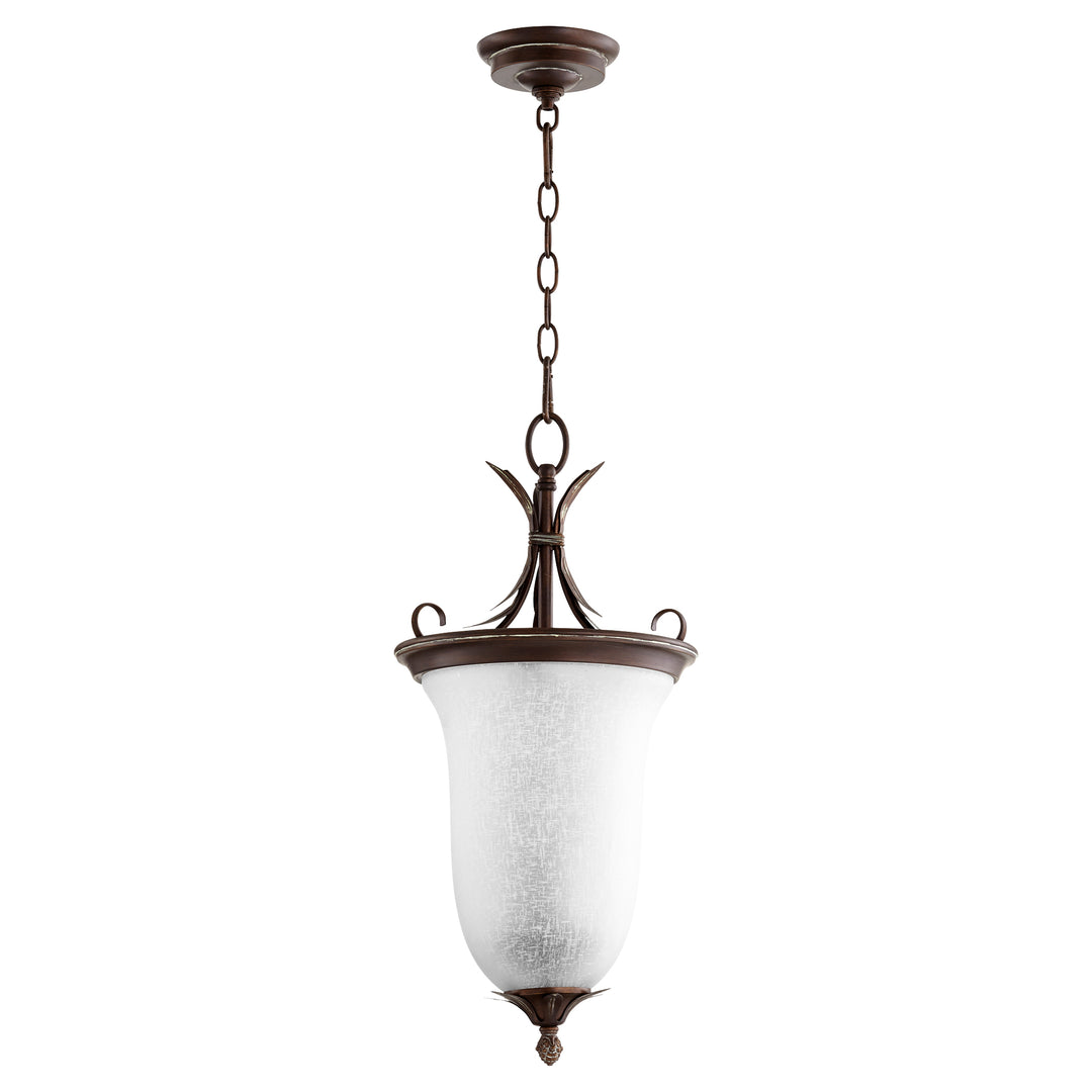 Lámpara colgante FLORA de 2 luces - Cobre vintage con lino blanco