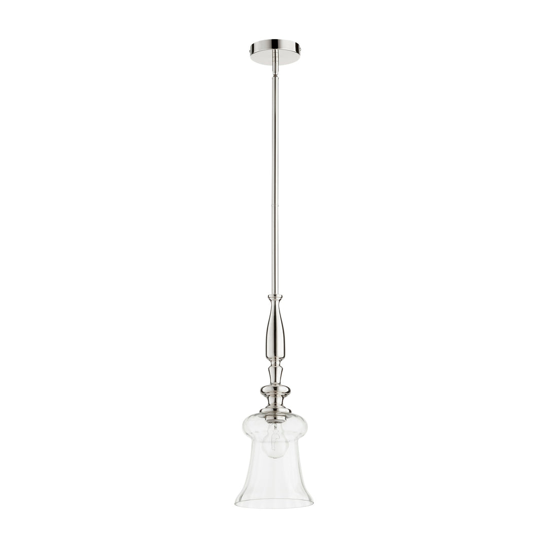 1 Light Clear Glass Wide Pendant  - Polished Nickel w/ Clear